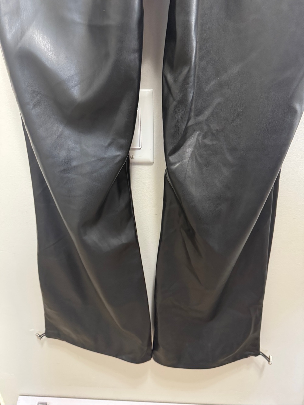 Manière De Voir Rope Tie Black Faux Leather Trousers Size 8 NWT Brand New - Picture 9 of 14